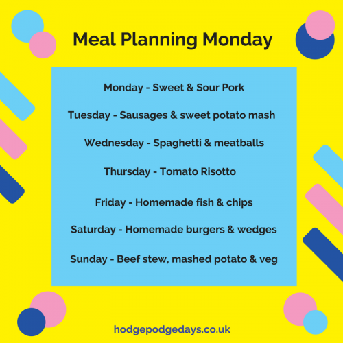Meal Planning Monday w/c 16th October 2017
