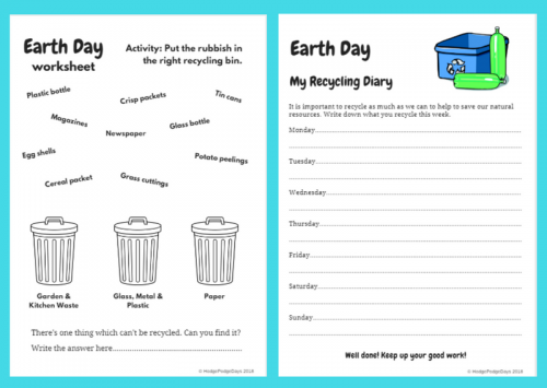 Learn about Recycling for Earth Day PLUS Free Worksheets