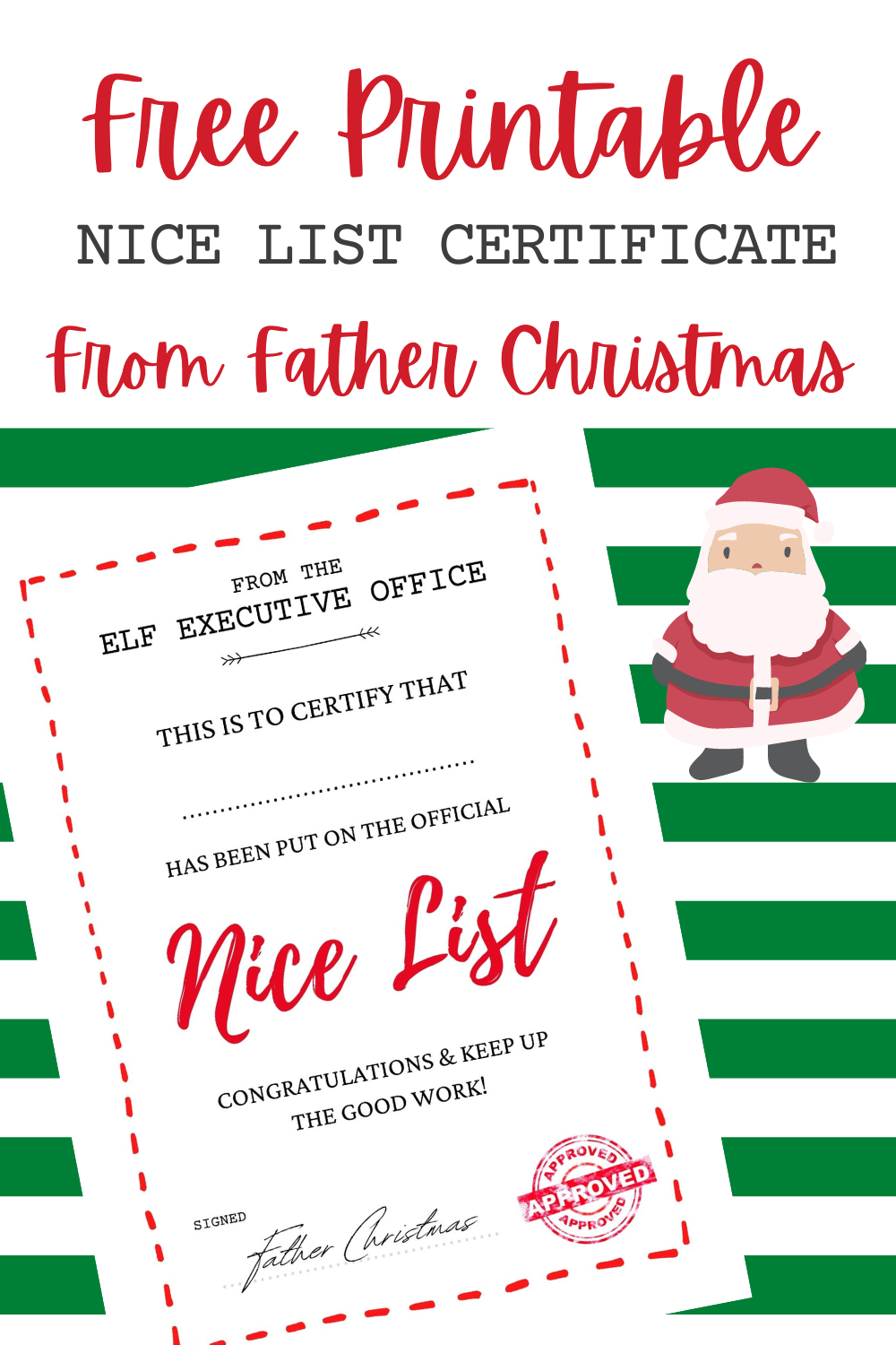 Free Printable Nice List Certificate Template PRINTABLE TEMPLATES