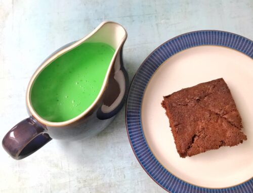 Retro Recipe: Chocolate Cake with Minty Green Custard